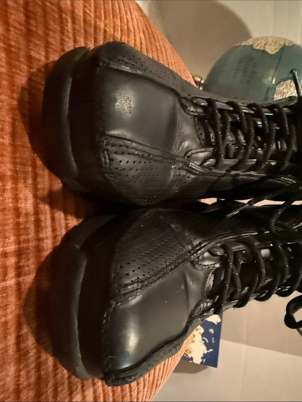 Timberland Black Perforated Lace-Up Leather Hiker Sneaker Boots Style 58096